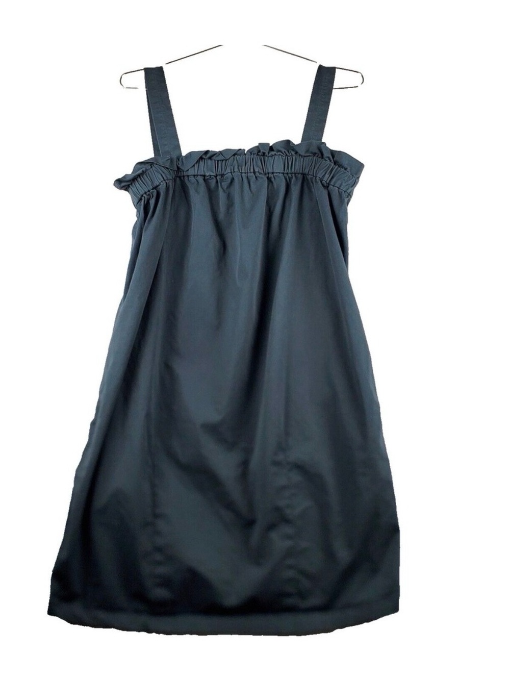 Everlane Smocked Paperbag Cotton Mini Dress in Gray Size M